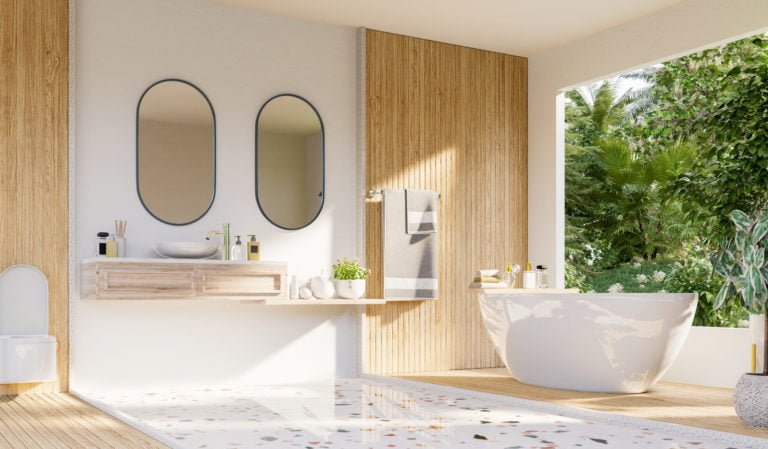 Modern Bathroom interior design on white wall